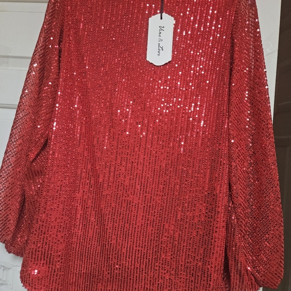 Red Sequin Women's Top - Picture 5 of 6